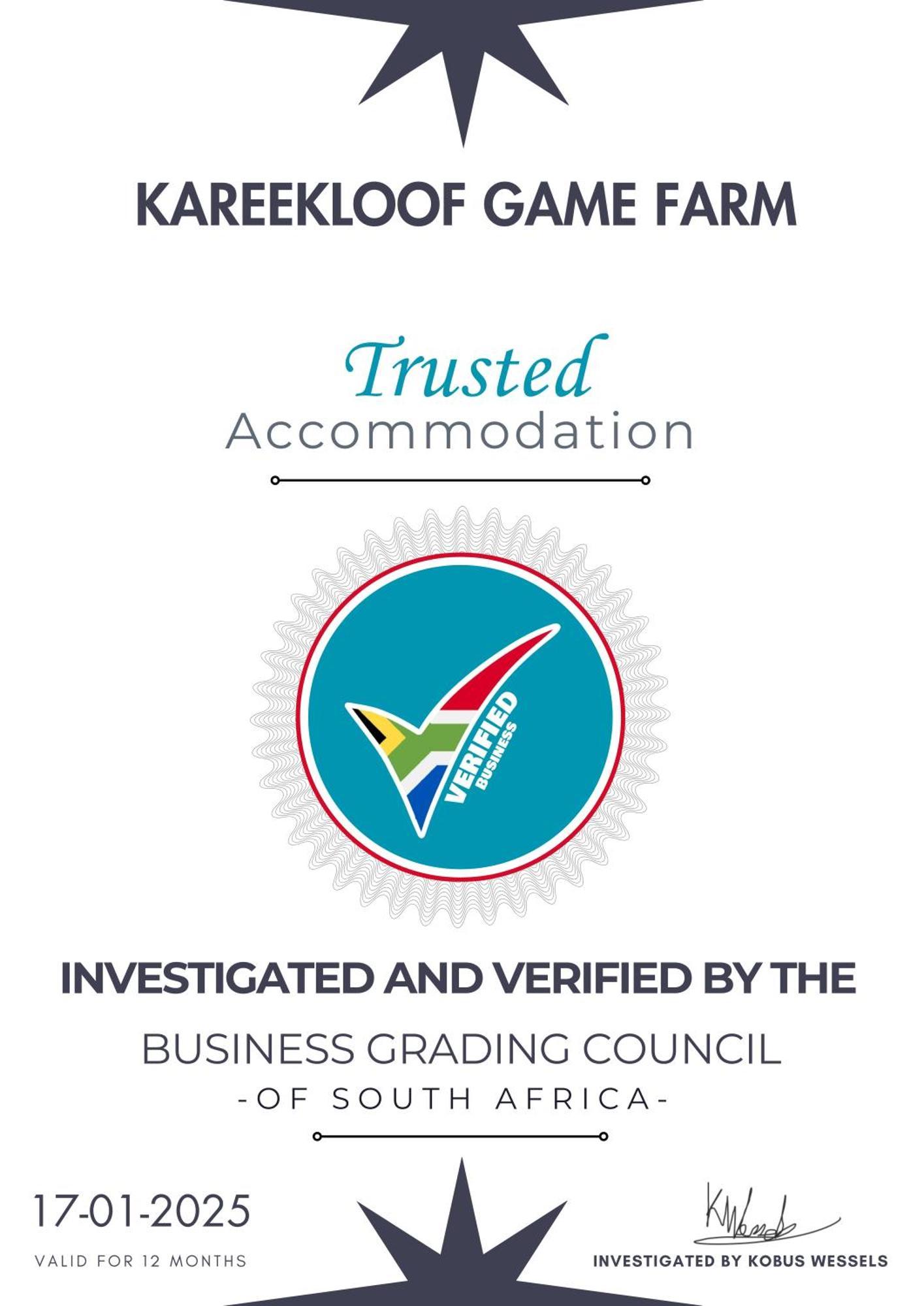 Kareekloof Game Farm Villa Derby Exteriör bild